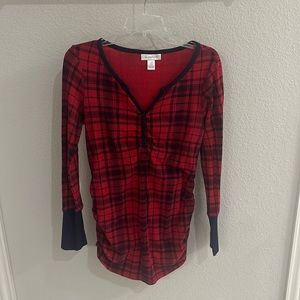 Motherhood Maternity Long Sleeve Plaid Top